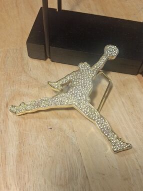 Buckle Gold Rhinestone Athlete Silhouette Belt Buckle